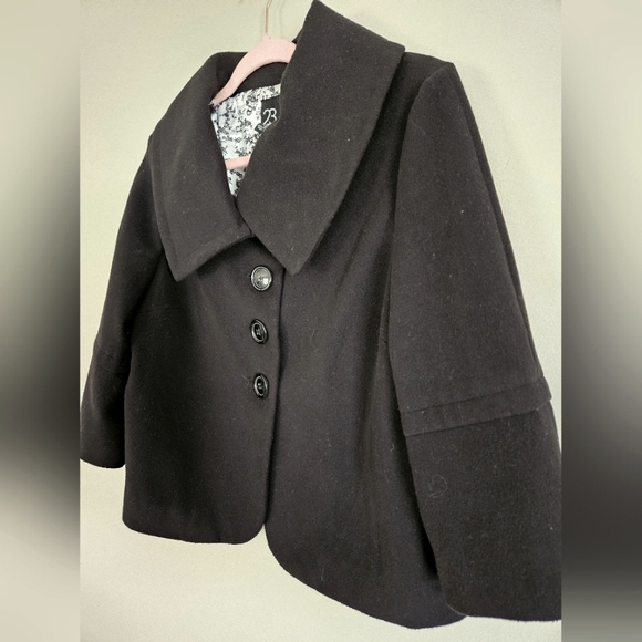 23rd Street Black Fleece Jacket Buttons Intricate Lining Classy Chic Size Medium - Picture 2 of 9